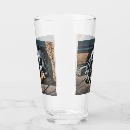 Sleepy Border Collie Glass Cup Glas (Rechts)