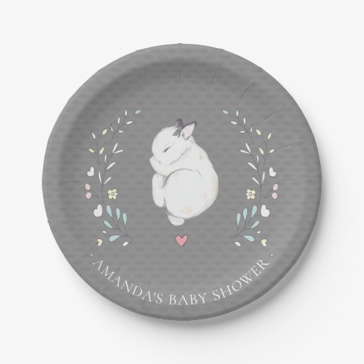 Sleepy Bunny Baby Dusche 7" Platten Pappteller (Vorderseite)
