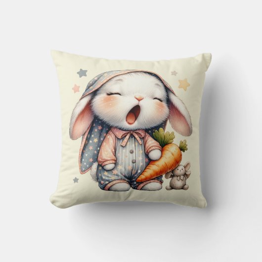 Sleepy Bunny Rabbit Throw Kissen (Vorderseite)