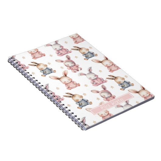 Sleepy Bunny Rabbits Custom Notebook Notizblock (Rechte Seite)