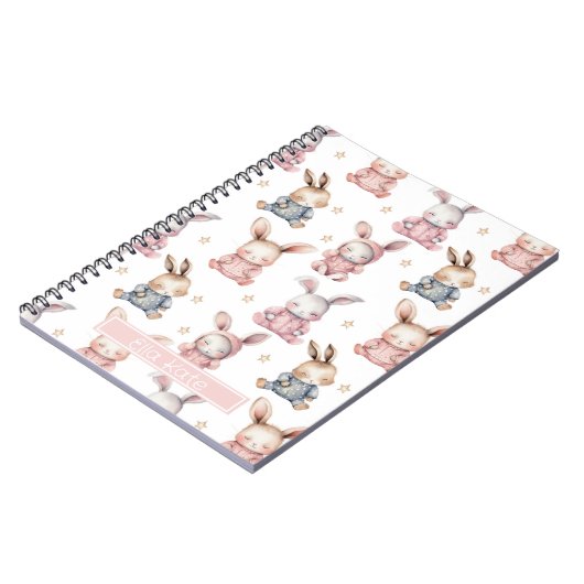 Sleepy Bunny Rabbits Custom Notebook Notizblock (Linke Seite)