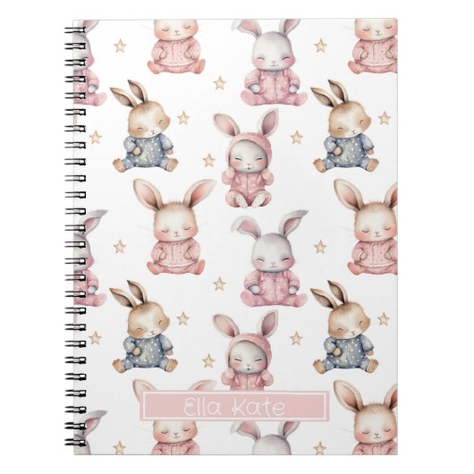 Sleepy Bunny Rabbits Custom Notebook Notizblock (Vorderseite)