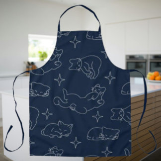Sleepy Cat Apron – Whimsical Cat Pattern Schürze