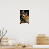 Sleepy Cat Book Painting Poster (Küche)