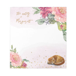 Sleepy Cat Illustration Girl Daily Activity Notes Notizblock