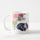 Sleepy Cat Illustration Gold Glitzer Girl Custom Kaffeetasse (Links)