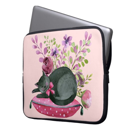 Sleepy Cat Laptopschutzhülle (Vorderseite Links)