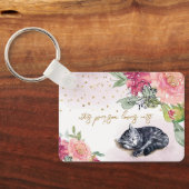 Sleepy Cat Niedlich Orange Kitten Girl Pet Lover Schlüsselanhänger (Rückseite)