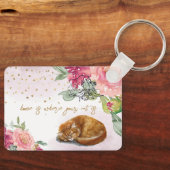 Sleepy Cat Niedlich Orange Kitten Girl Pet Lover Schlüsselanhänger (Vorderseite)