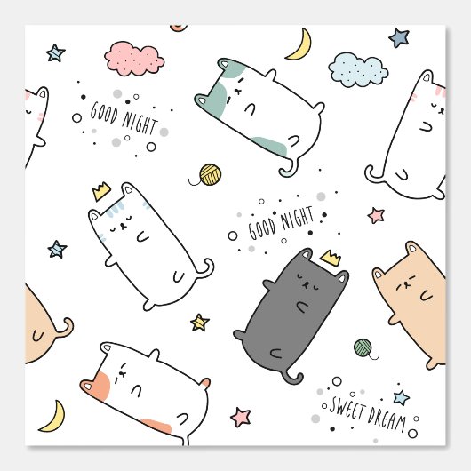 Sleepy Cat pattern for Your Kid Room Tapete (Vorderseite)