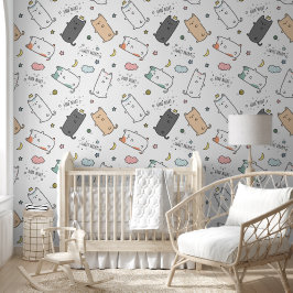 Sleepy Cat pattern for Your Kid Room Tapete