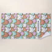 Sleepy Cats Pattern individuelle Name Handtuch (Vorderseite)