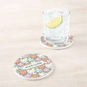 Sleepy Cats Pattern individuelle Name Sandstein Un Getränkeuntersetzer (Seite)