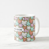 Sleepy Cats Pattern individuelle Name Tasse (VorderseiteRechts)
