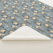 Sleepy Cats Under Starry Sky Cozy Blue Pattern Sherpadecke (3/4)