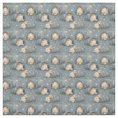 Sleepy Cats Under Starry Sky Cozy Blue Pattern Stoff (Muster)