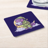 Sleepy Chameleon Coaster – Cozy & Whimsical Drink Rechteckiger Pappuntersetzer (angewinkelt)