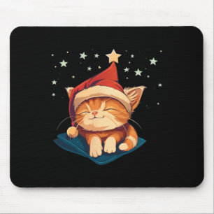 Sleepy Christmas Cat Mousepad