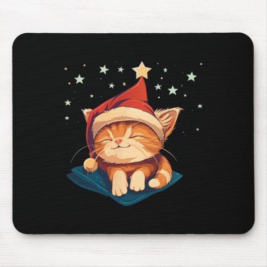 Sleepy Christmas Cat Mousepad (Vorne)