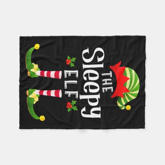 Sleepy Christmas Elf Matching Pajama X-mas Party  Fleecedecke (Vorderseite (Horizontal))