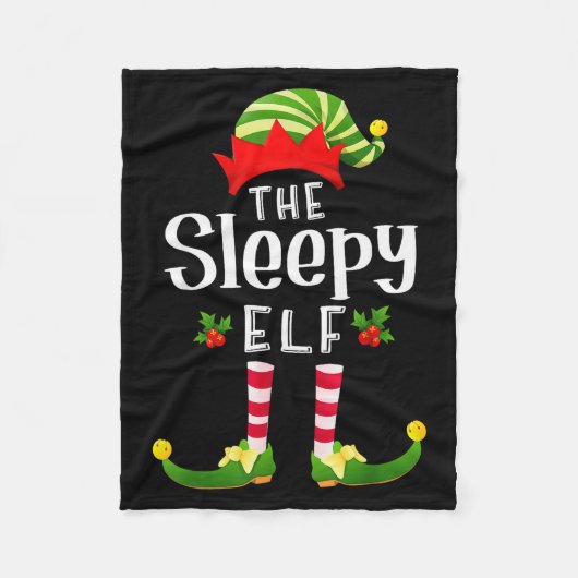 Sleepy Christmas Elf Matching Pajama X-mas Party Fleecedecke (Vorderseite)