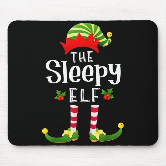 Sleepy Christmas Elf Matching Pajama X-mas Party Mousepad (Vorne)