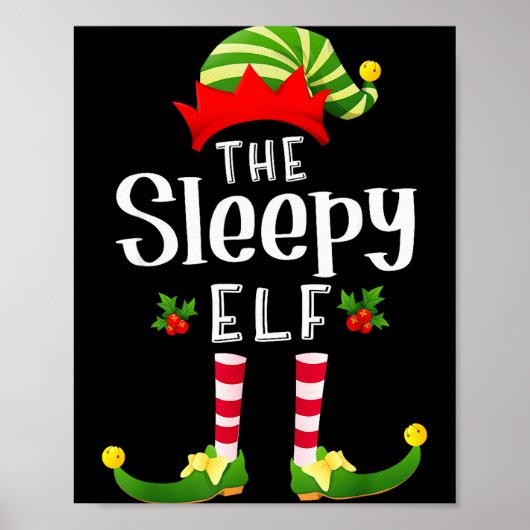 Sleepy Christmas Elf Matching Pajama X-mas Party Poster (Vorne)