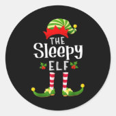 Sleepy Christmas Elf Matching Pajama X-mas Party  Runder Aufkleber (Vorderseite)