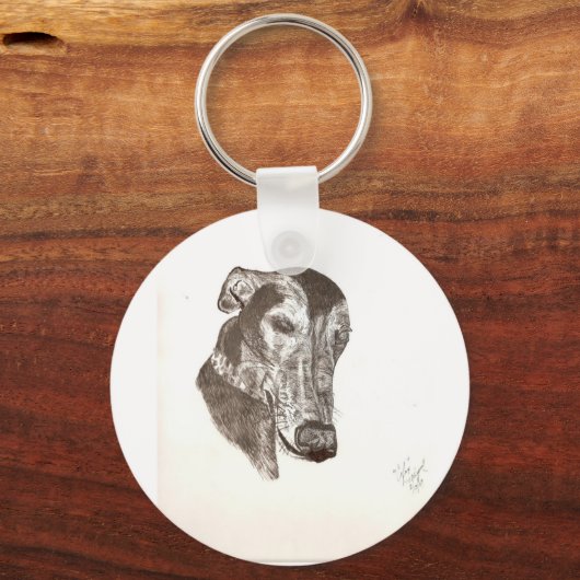 Sleepy Cofax-the-Greyhound Sketch Schlüsselanhänger (Vorderseite)