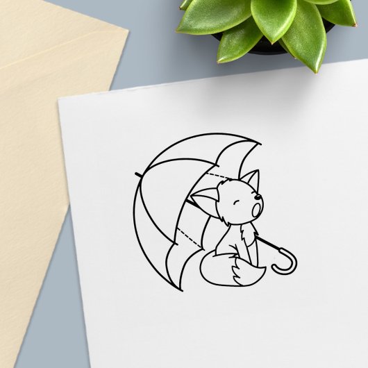 Sleepy Cry Little Fox unter Umbrella Permastempel