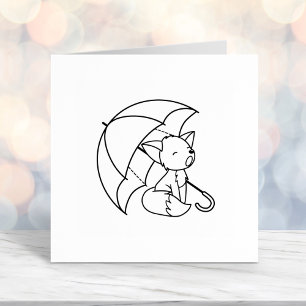 Sleepy Cry Little Fox unter Umbrella Permastempel