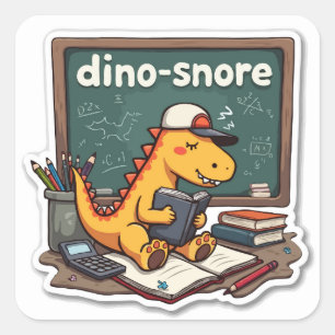 Sleepy Dinosaur 'Dino-snore' Pun Die-Cut Quadratischer Aufkleber