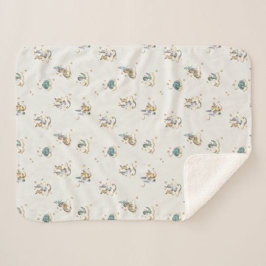 Sleepy Dragon Baby Blanket Sherpadecke (Vorderseite (Horizontal))