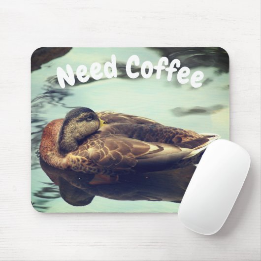 Sleepy Duck Need Coffee Funny Mousepad (Mit Mouse)