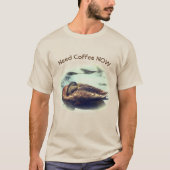 Sleepy Duck Need Coffee Funny T-Shirt (Vorderseite)