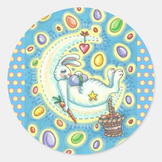 SLEEPY EASTER BUNNY JELLY BEAN DREAMS MOON STICKER (Vorderseite)