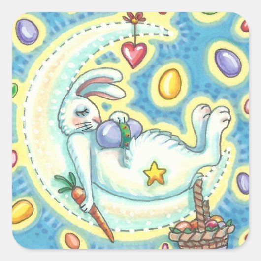 SLEEPY EASTER BUNNY JELLY BEAN DREAMS MOON STICKER (Vorderseite)