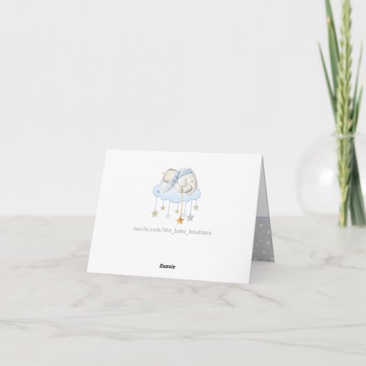 Sleepy Elephant Baby Dusche Danke Karten (Rückseite)