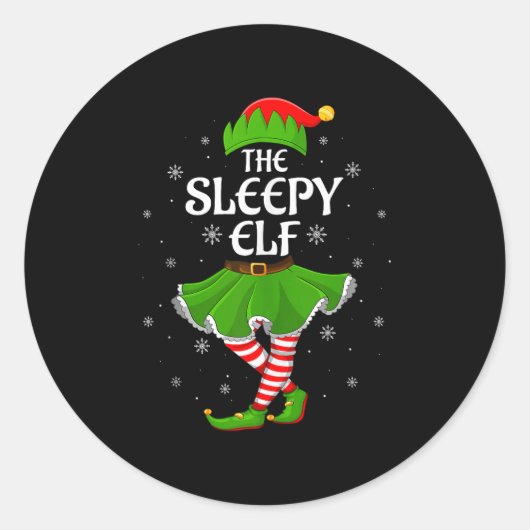 Sleepy Elf Christmas Family Girls Women Elf Squad Runder Aufkleber (Vorderseite)