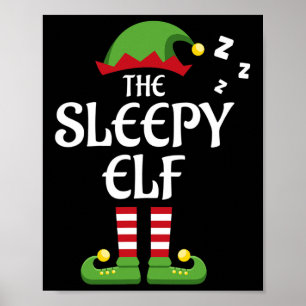 Sleepy Elf Familie Matching Group Weihnachten Poster