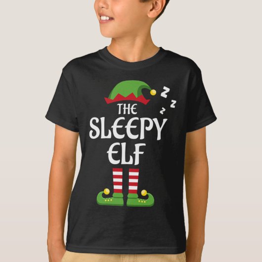 Sleepy Elf Familie Matching Group Weihnachten T-Shirt (Vorderseite)