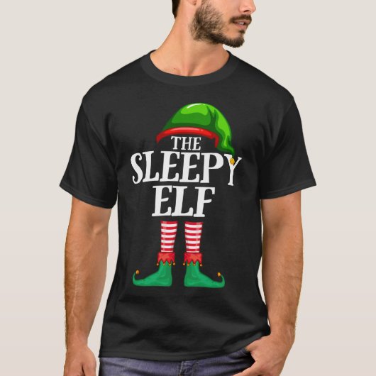 Sleepy Elf Matching Familie Weihnachten Pajama T-Shirt (Vorderseite)