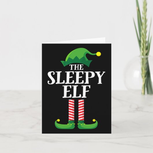 Sleepy Elf Matching Family Group Weihnachts-Party Karte (Vorderseite)