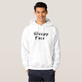 Sleepy Face: White - Basic Hooded Sweatshirt