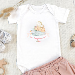Sleepy Fairy Bird Illustration mit Name Girl Baby Strampler