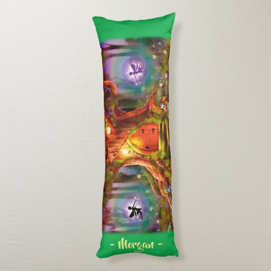 Sleepy Fairy Zauberbaum. Grüner Riesen-Brauch Seitenschläferkissen (Rückseite (Vertikal))