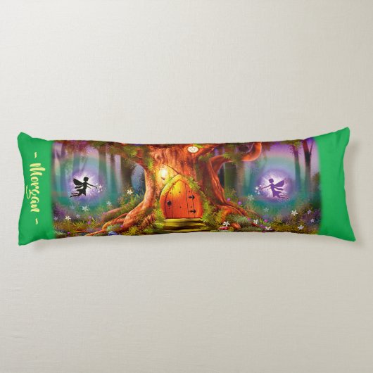 Sleepy Fairy Zauberbaum. Grüner Riesen-Brauch Seitenschläferkissen (Rückseite)