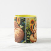 Sleepy Fat Orange Cat mit Sonnenblumen Tasse (Zentrum)
