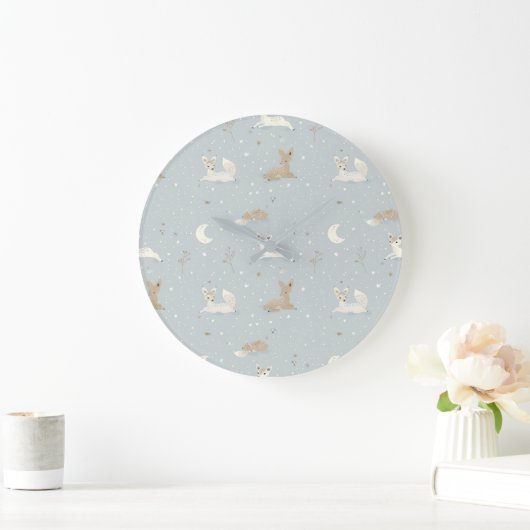 Sleepy Fawn Night Wall Clock Große Wanduhr (Zuhause)