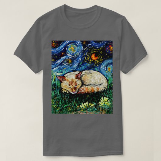 Sleepy Flame Point Siamese Night T-Shirt (Design vorne)